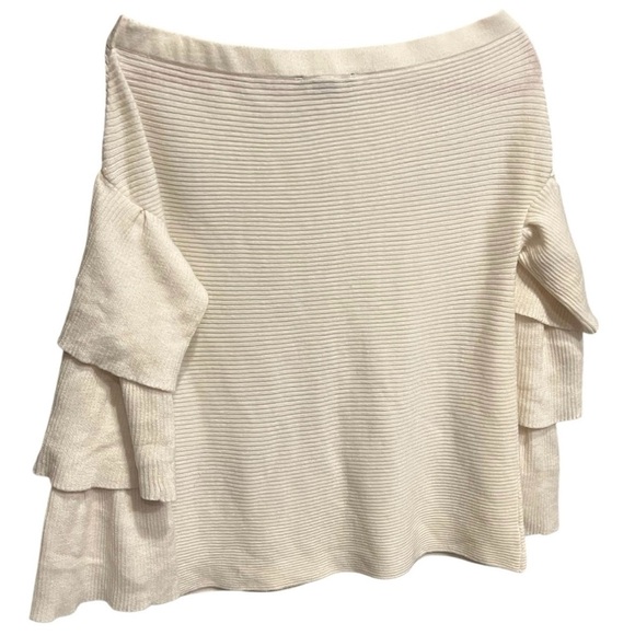 Sugarlips Off-the-Shoulder Cream Sweater with Ruffle Sleeves - Picture 8 of 8